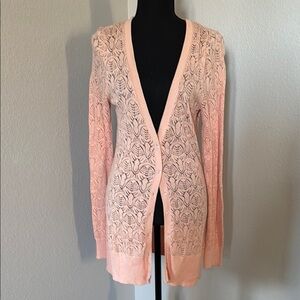 Peach Lace Knit Cardigan